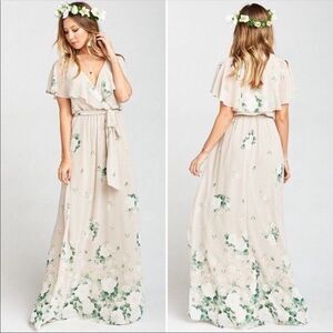 Show Me Your Mumu Audrey Maxi Dress Floral Bouquet Toss Beige Women Size M